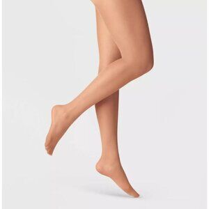 A New Day Women's 20D Sheer High Waist Control Top Tights Beige Size L/XL